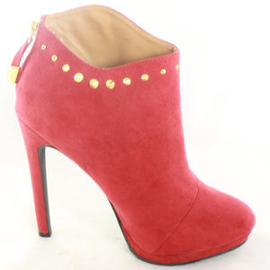 MOSSIMO Supply Red Suede Gold Studded Ankle Boots Sz 8